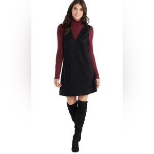 Mud Pie Women's Wilder Faux Suede Dress in Black Size Large